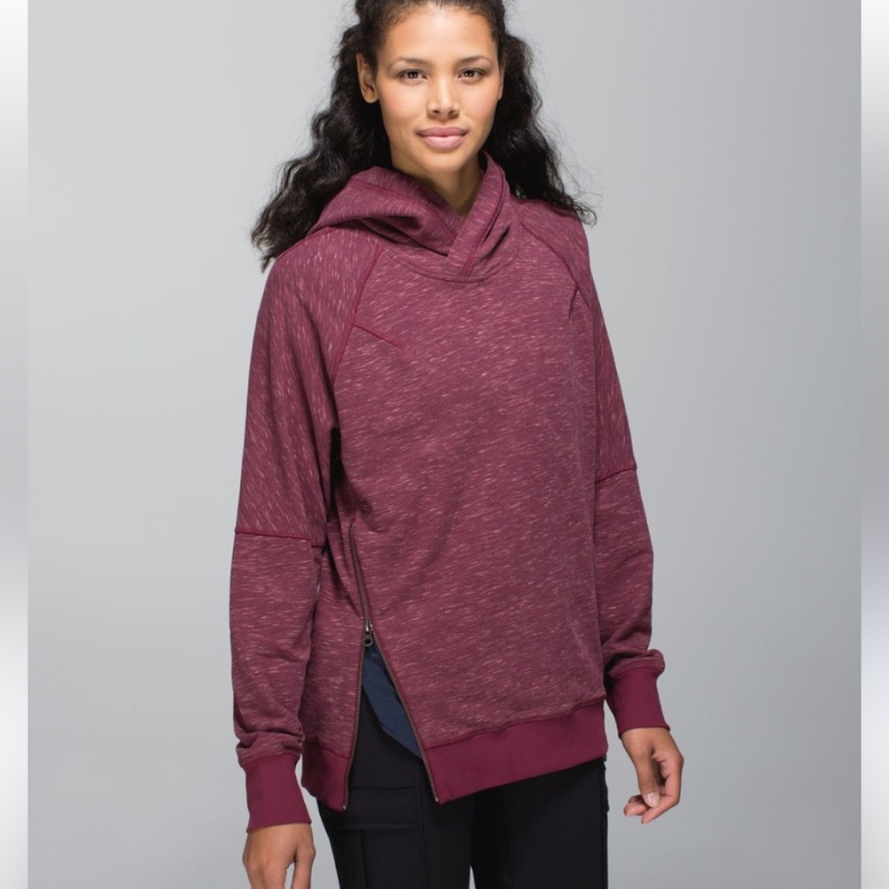 lululemon Om & Roam‎ Pullover Sweatshirt Heathered Marled Rust Berry Sz 8